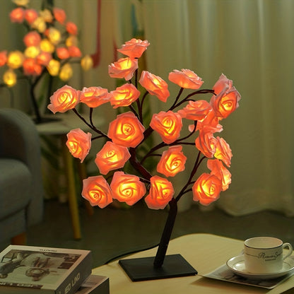 Shenzhi Tech Rose Tree LED Lamp – USB Powered Flower Night Light for Home, Desk, Christmas & Holiday Decor ✨🌹