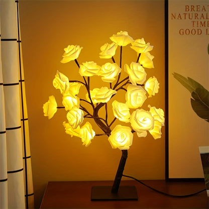 Shenzhi Tech Rose Tree LED Lamp – USB Powered Flower Night Light for Home, Desk, Christmas & Holiday Decor ✨🌹
