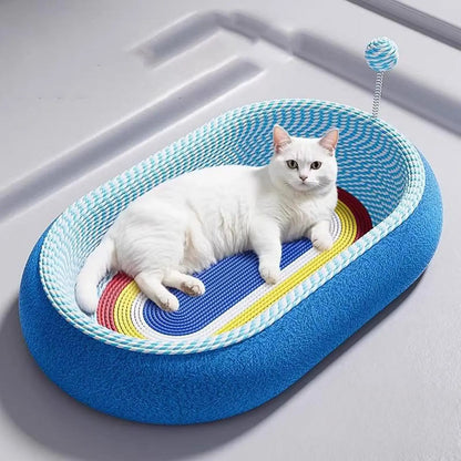 Cat Scratcher Pad Cat Scratching Board Cardboard with Ball Protection Pet Supplies Oval Cats Scratch Pad for Hunting Play Indoor