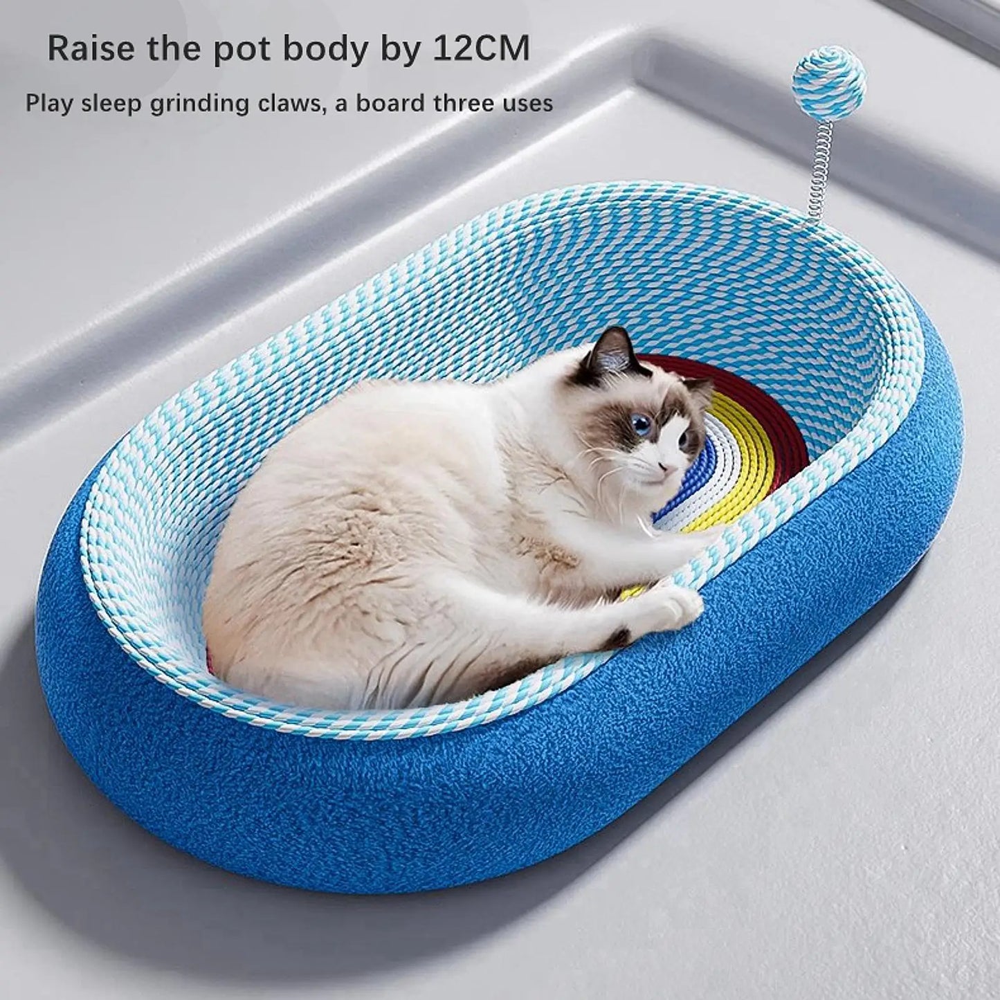 Cat Scratcher Pad Cat Scratching Board Cardboard with Ball Protection Pet Supplies Oval Cats Scratch Pad for Hunting Play Indoor
