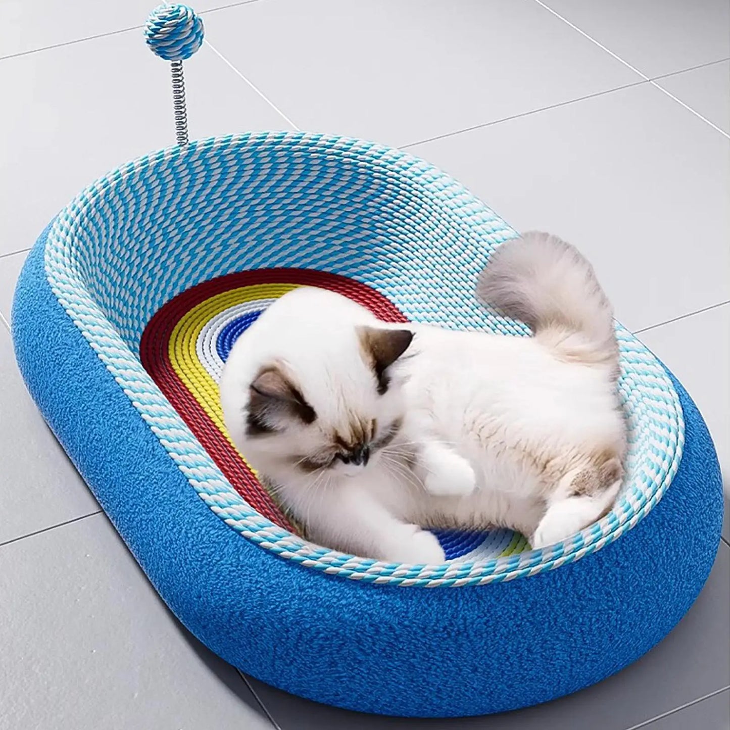 Cat Scratcher Pad Cat Scratching Board Cardboard with Ball Protection Pet Supplies Oval Cats Scratch Pad for Hunting Play Indoor