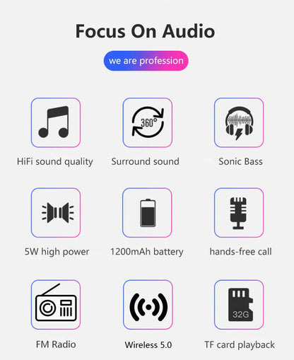 Portable Wireless Speaker Bluetooth-compatible Outdoor USB Speakers With FM Radio Receiver AUX TF MP3 Loudspeaker For Phone PC