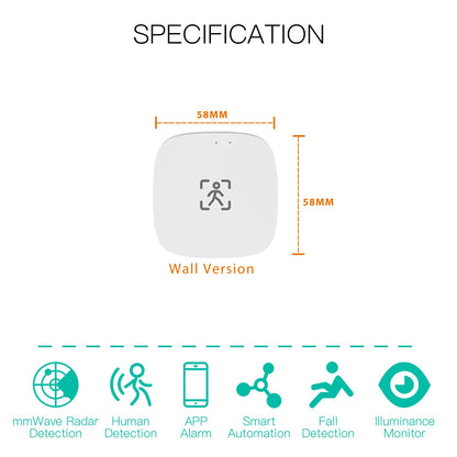 ZY-M100 Tuya WiFi & Zigbee Presence Sensor – mmWave Radar Motion & Light Detection Monitor