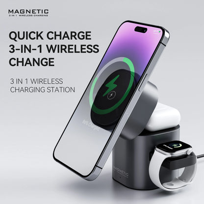 Luxury 2025 Foldable Magnetic 3-in-1 Wireless Charger – 15W Auto Touch for iPhone 16/17