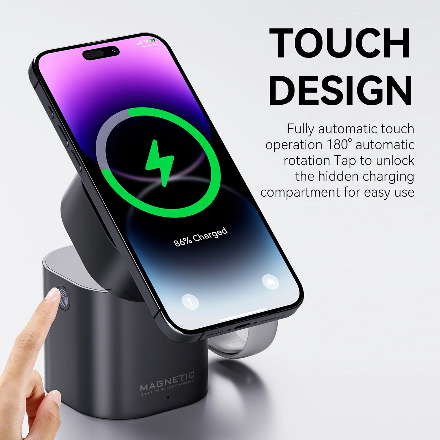 Luxury 2025 Foldable Magnetic 3-in-1 Wireless Charger – 15W Auto Touch for iPhone 16/17