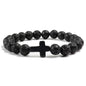 Natural Stone & Lava Bead Cross Bracelet