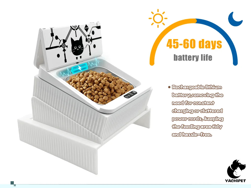 Smart Microchip Cat Feeder – Infrared Auto-Opening Pet Bowl with Sealed Lid & Ergonomic Design