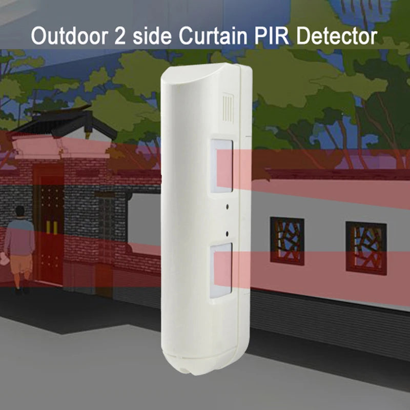 Outdoor Dual-Tech PIR Curtain Sensor – 24m Long-Range Wired Security Alarm