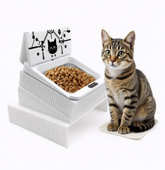 Smart Microchip Cat Feeder – Infrared Auto-Opening Pet Bowl with Sealed Lid & Ergonomic Design