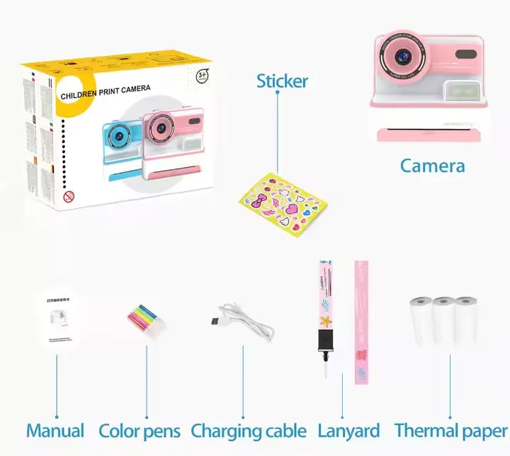 T 2025 New Arrival Dual Lens Instant Print Camera for Kids Vintage Camera in Travel with Thermal Print Function