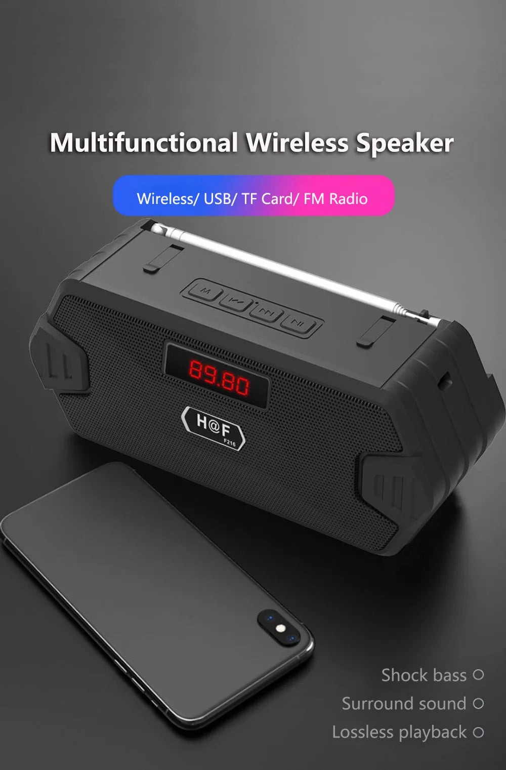 Portable Wireless Speaker Bluetooth-compatible Outdoor USB Speakers With FM Radio Receiver AUX TF MP3 Loudspeaker For Phone PC