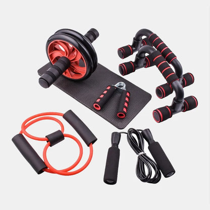 7-in-1 Home Fitness Set – Push-Up Bars, Ab Wheel, Skipping Rope, Grip Trainer & Workout Accessories 🏋️‍♂️💪