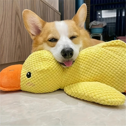Durable Chew-Resistant Plush Duck Dog Toy,Soft Interactive Chew Proof Companion,Bright Yellow Safe Chewable Puppy Toy for  Dogs