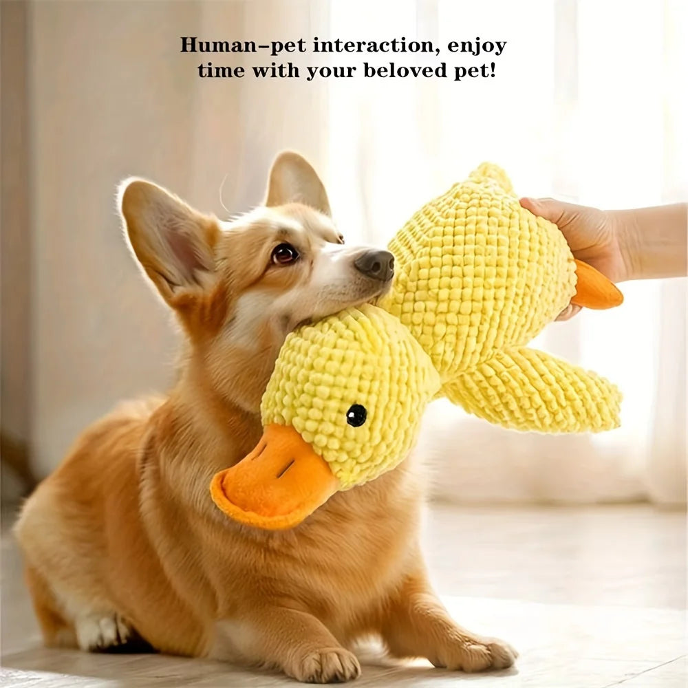 Durable Chew-Resistant Plush Duck Dog Toy,Soft Interactive Chew Proof Companion,Bright Yellow Safe Chewable Puppy Toy for  Dogs