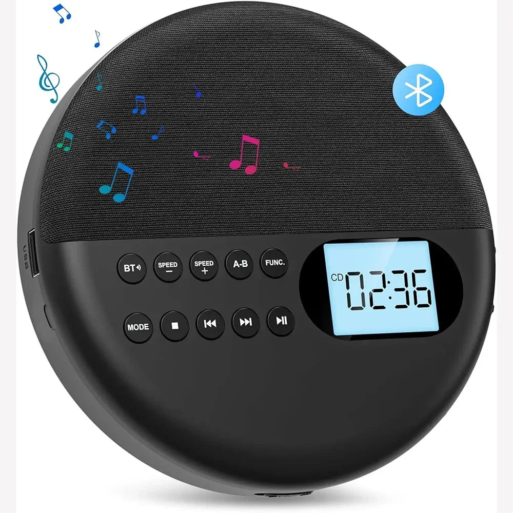 Portable Is CD Player Two-way Bluetooth 5.0 Built-in Speaker HIFI CD Music Walkman ASP Rechargeable USB Lossless Playback