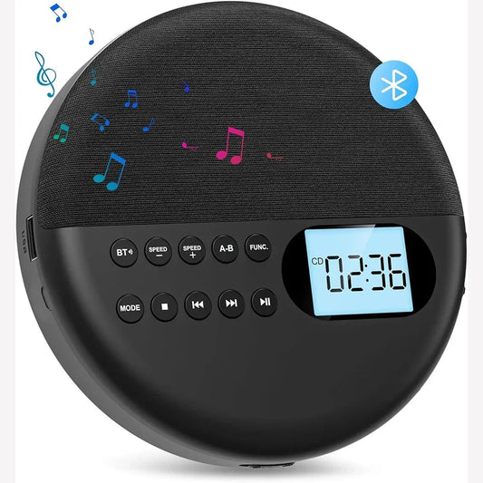 Portable Is CD Player Two-way Bluetooth 5.0 Built-in Speaker HIFI CD Music Walkman ASP Rechargeable USB Lossless Playback