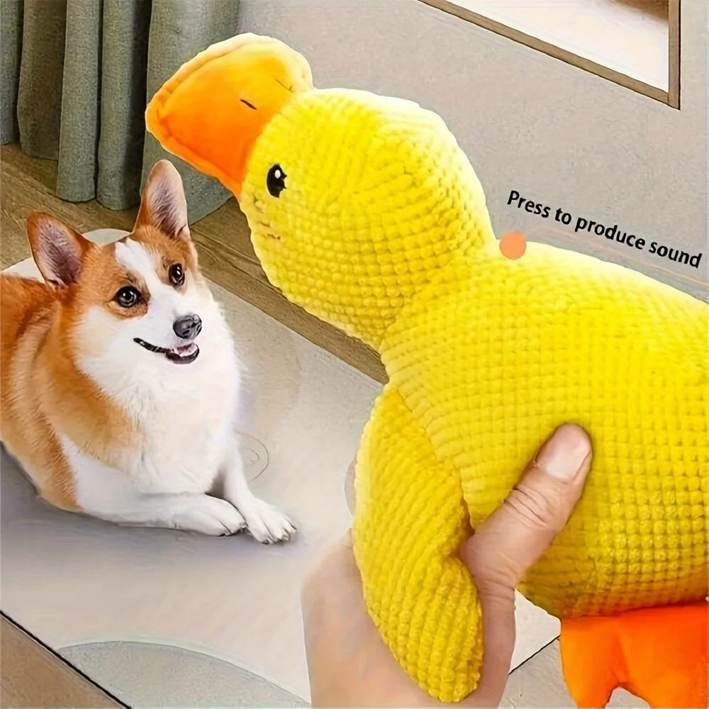 Durable Chew-Resistant Plush Duck Dog Toy,Soft Interactive Chew Proof Companion,Bright Yellow Safe Chewable Puppy Toy for  Dogs