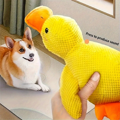 Durable Chew-Resistant Plush Duck Dog Toy,Soft Interactive Chew Proof Companion,Bright Yellow Safe Chewable Puppy Toy for  Dogs