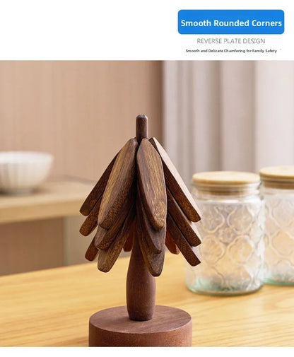 Wooden Tree Form Heat-Resistant Pad for Pots & Bowls