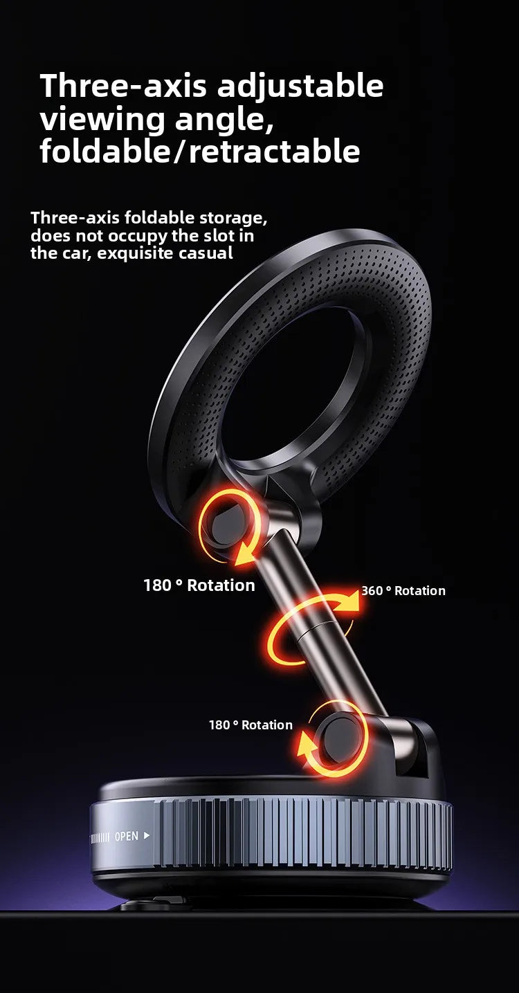 Foldable Double-Sided Magnetic Bracket with Suction – Easy Install & Retractable Design