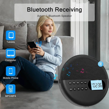 Portable Is CD Player Two-way Bluetooth 5.0 Built-in Speaker HIFI CD Music Walkman ASP Rechargeable USB Lossless Playback