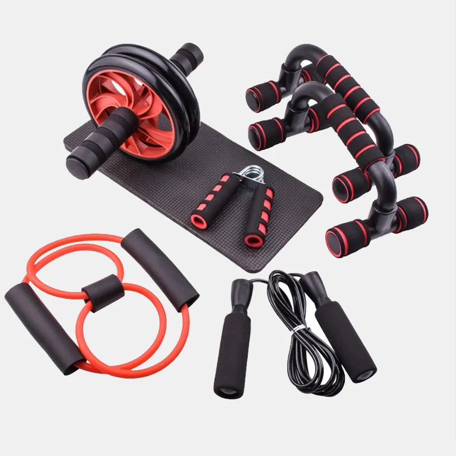 7-in-1 Home Fitness Set – Push-Up Bars, Ab Wheel, Skipping Rope, Grip Trainer & Workout Accessories 🏋️‍♂️💪
