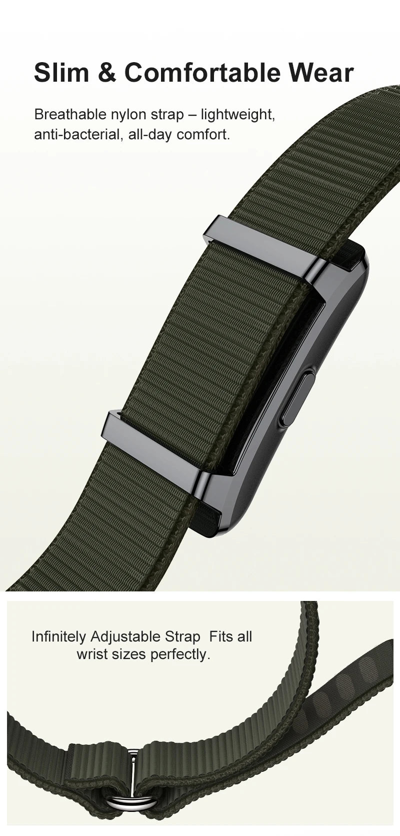 1ATM Waterproof Smart Fitness Bracelet – Heart Rate, Sleep & Step Tracker