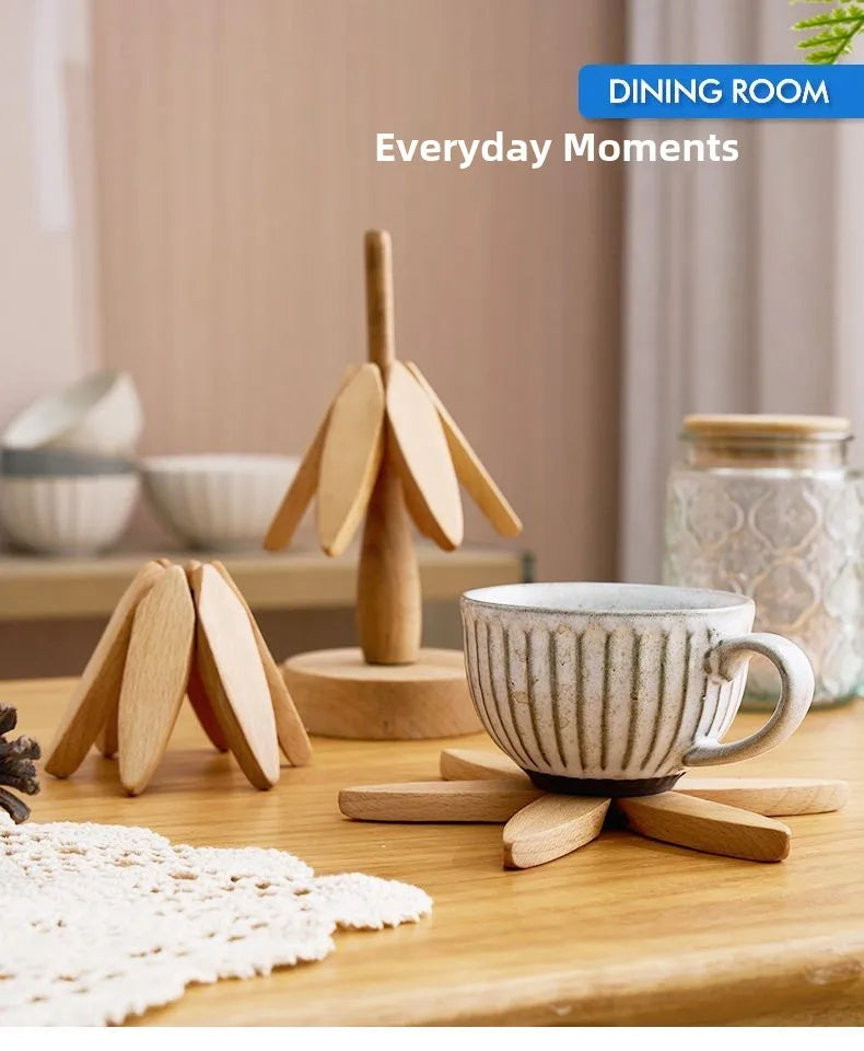 Wooden Tree Form Heat-Resistant Pad for Pots & Bowls