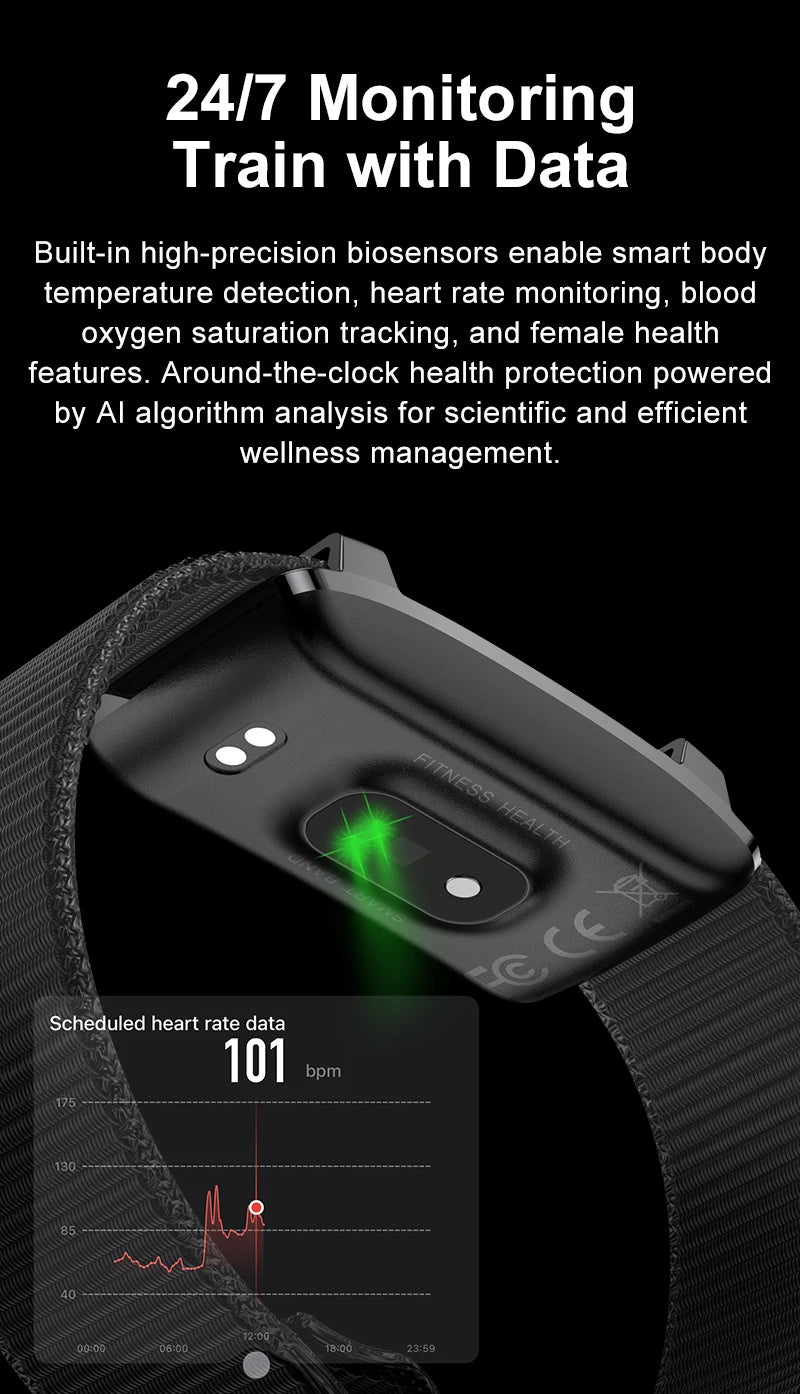 1ATM Waterproof Smart Fitness Bracelet – Heart Rate, Sleep & Step Tracker