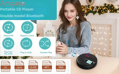 Portable Is CD Player Two-way Bluetooth 5.0 Built-in Speaker HIFI CD Music Walkman ASP Rechargeable USB Lossless Playback