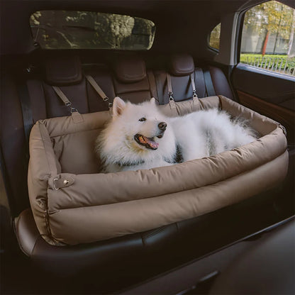 Luxury Dog Beds Faux Leather Dog Car Seat Booster Double Seats Pet Car Seat Bed with Safety Buckle Customized LOGO Pet Beds