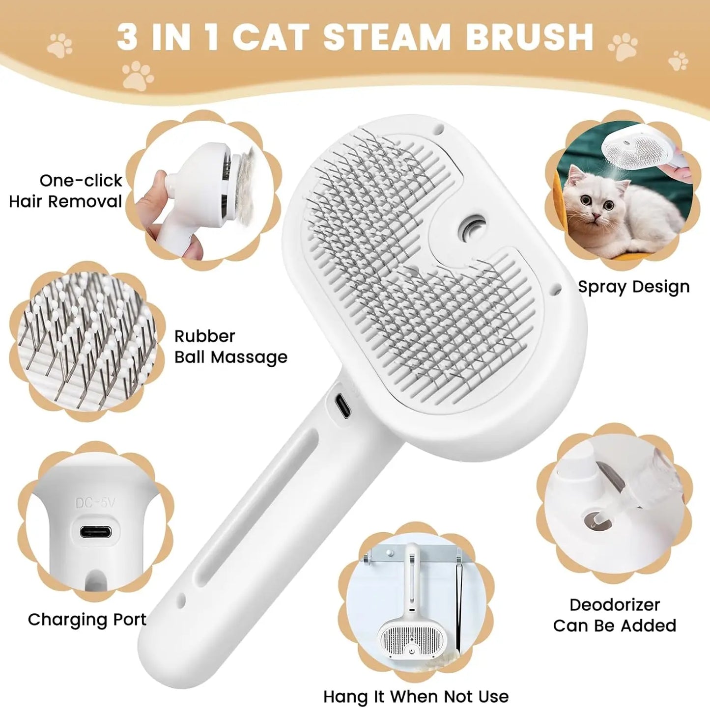 Pet Spray Grooming Comb Remove Floating Hair Fluffs Hair Water Steam Comb Styling for Dogs Cats accessories