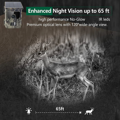 30MP 2K Solar Panel Hunting Camera Infrared Night Vision Monitoring Wildlife Trap Trail Camera Video Photo Recorder Cam