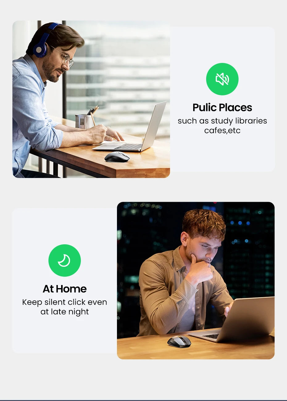 UGREEN Quiet Wireless Mouse for Laptop & MacBook – 4000 DPI