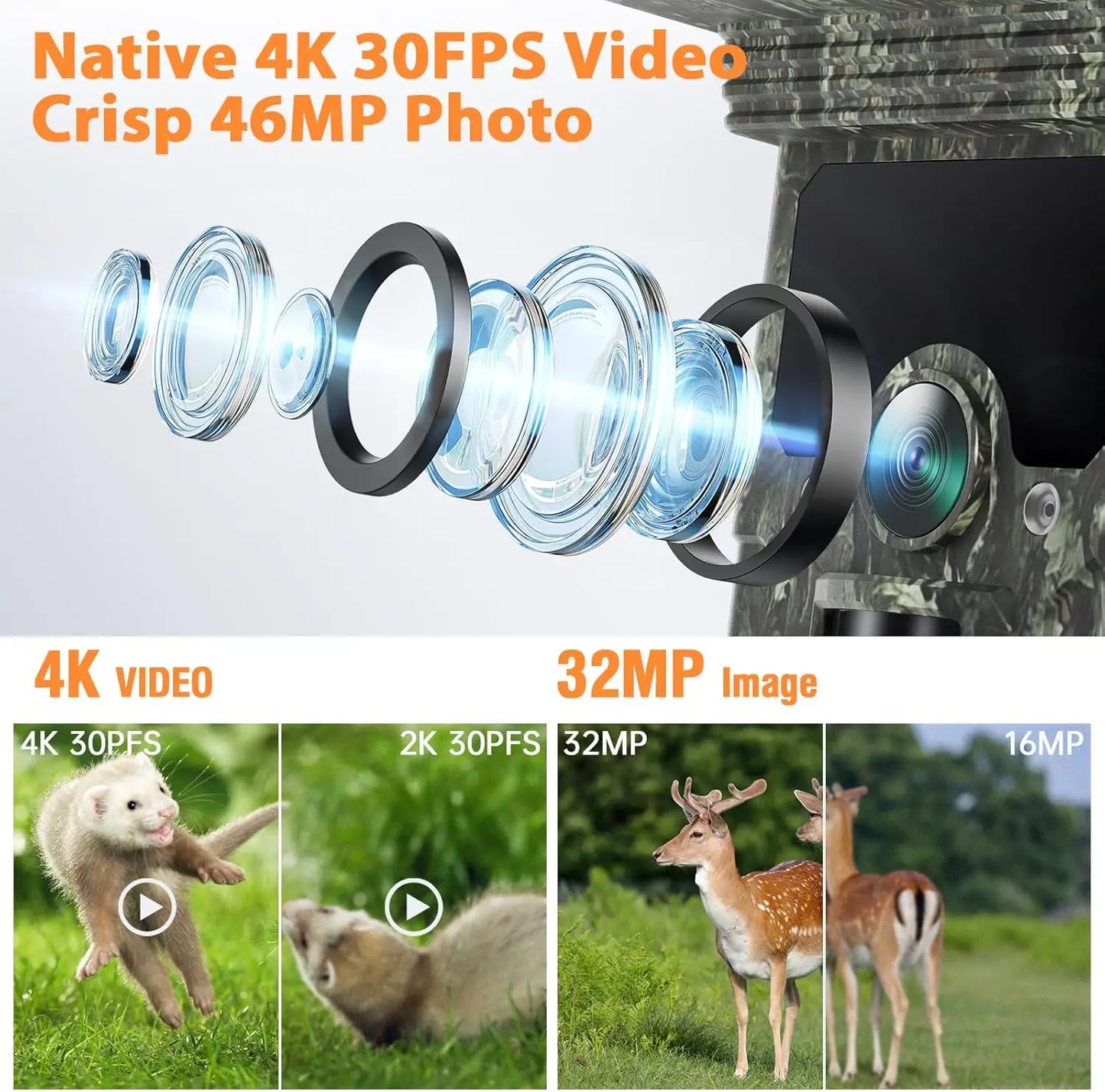 30MP 2K Solar Panel Hunting Camera Infrared Night Vision Monitoring Wildlife Trap Trail Camera Video Photo Recorder Cam