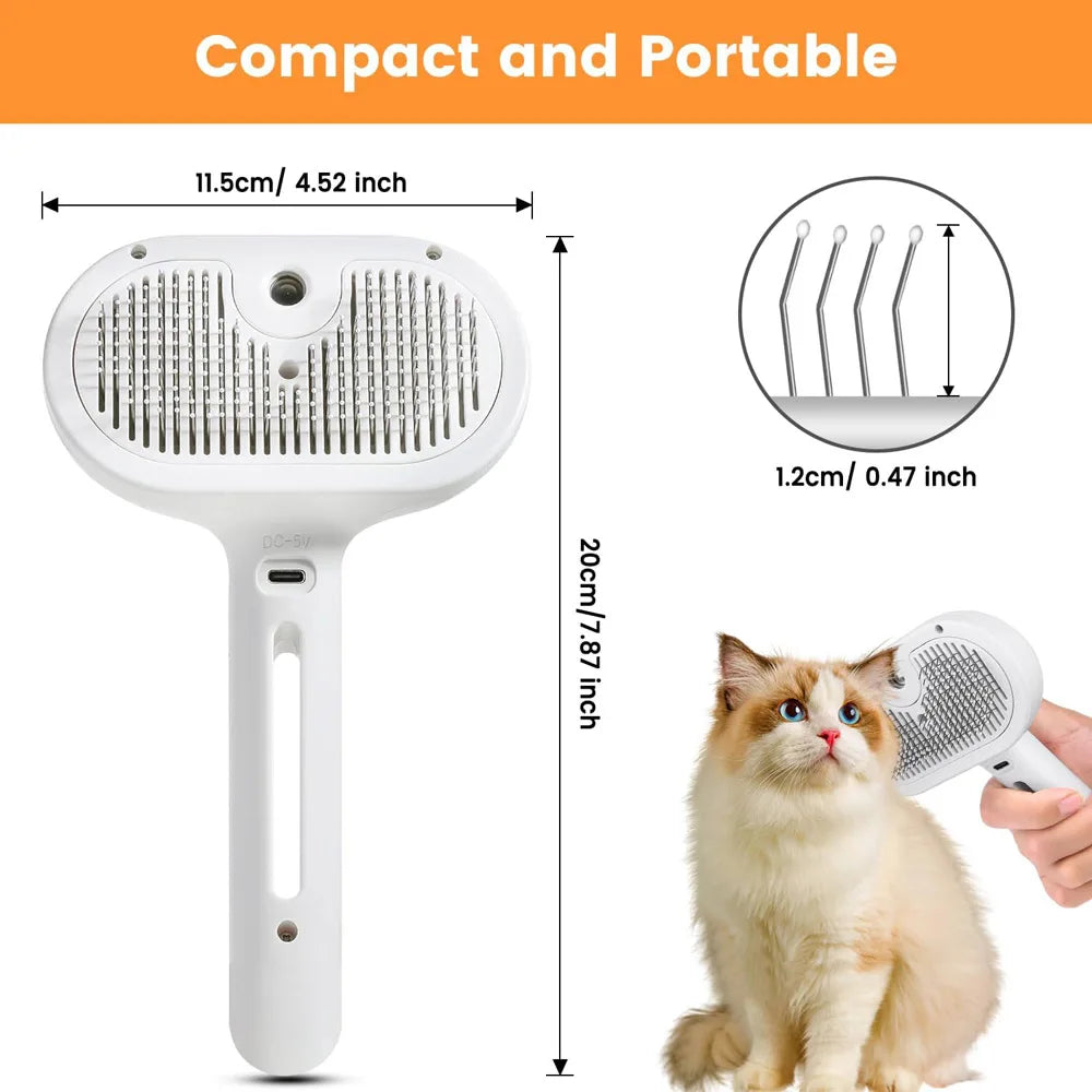 Cat Steam Brush, Pet Spray Hair Removal Comb for Shedding & Grooming, Water Brush for Cats Dogs Small Animals Long Short Haired
