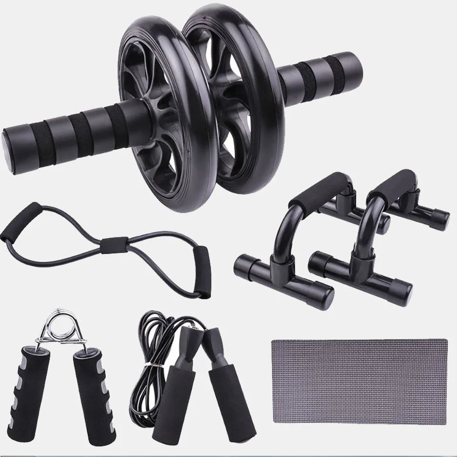 7-in-1 Home Fitness Set – Push-Up Bars, Ab Wheel, Skipping Rope, Grip Trainer & Workout Accessories 🏋️‍♂️💪