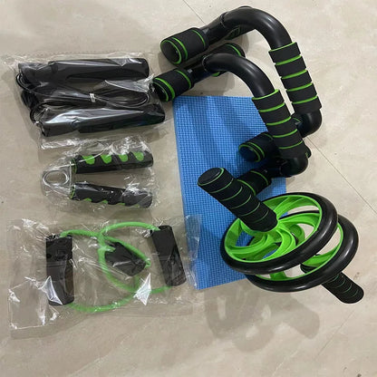 7-in-1 Home Fitness Set – Push-Up Bars, Ab Wheel, Skipping Rope, Grip Trainer & Workout Accessories 🏋️‍♂️💪