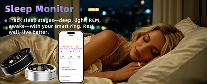 Smart Fitness Ring – Heart Rate, SpO₂, BP & Sleep Tracking for Men & Women