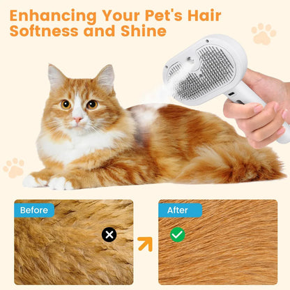 Cat Steam Brush, Pet Spray Hair Removal Comb for Shedding & Grooming, Water Brush for Cats Dogs Small Animals Long Short Haired