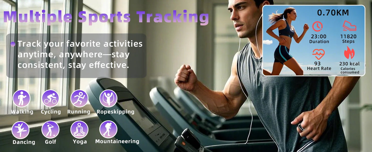 Smart Fitness Ring – Heart Rate, SpO₂, BP & Sleep Tracking for Men & Women