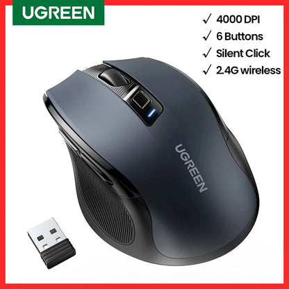 UGREEN Quiet Wireless Mouse for Laptop & MacBook – 4000 DPI