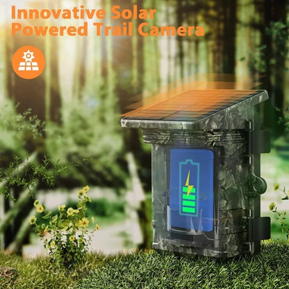 30MP 2K Solar Panel Hunting Camera Infrared Night Vision Monitoring Wildlife Trap Trail Camera Video Photo Recorder Cam
