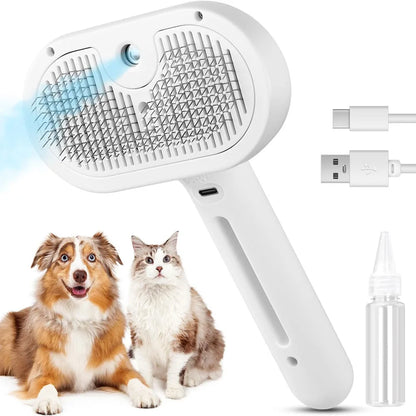 Cat Steam Brush, Pet Spray Hair Removal Comb for Shedding & Grooming, Water Brush for Cats Dogs Small Animals Long Short Haired