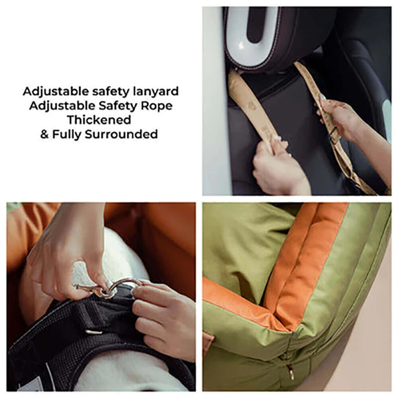 Luxury Dog Beds Faux Leather Dog Car Seat Booster Double Seats Pet Car Seat Bed with Safety Buckle Customized LOGO Pet Beds