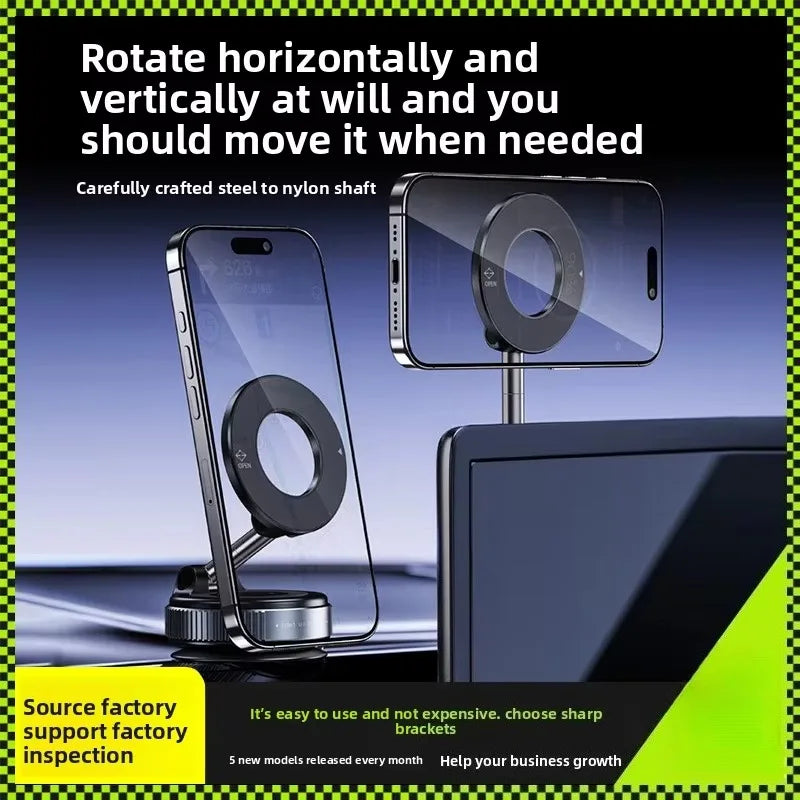 Foldable Double-Sided Magnetic Bracket with Suction – Easy Install & Retractable Design