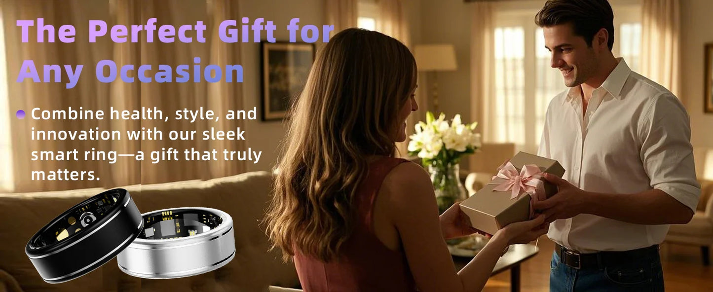 Smart Fitness Ring – Heart Rate, SpO₂, BP & Sleep Tracking for Men & Women