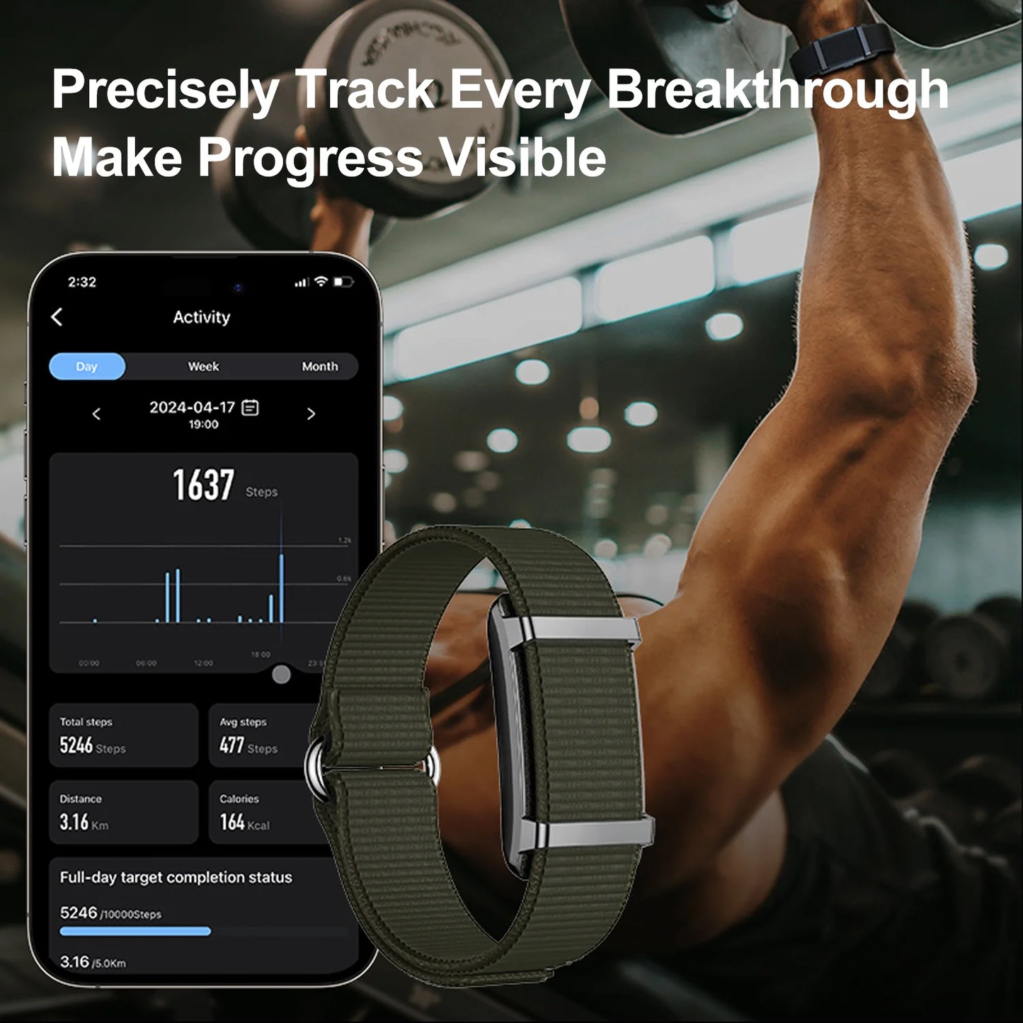 1ATM Waterproof Smart Fitness Bracelet – Heart Rate, Sleep & Step Tracker