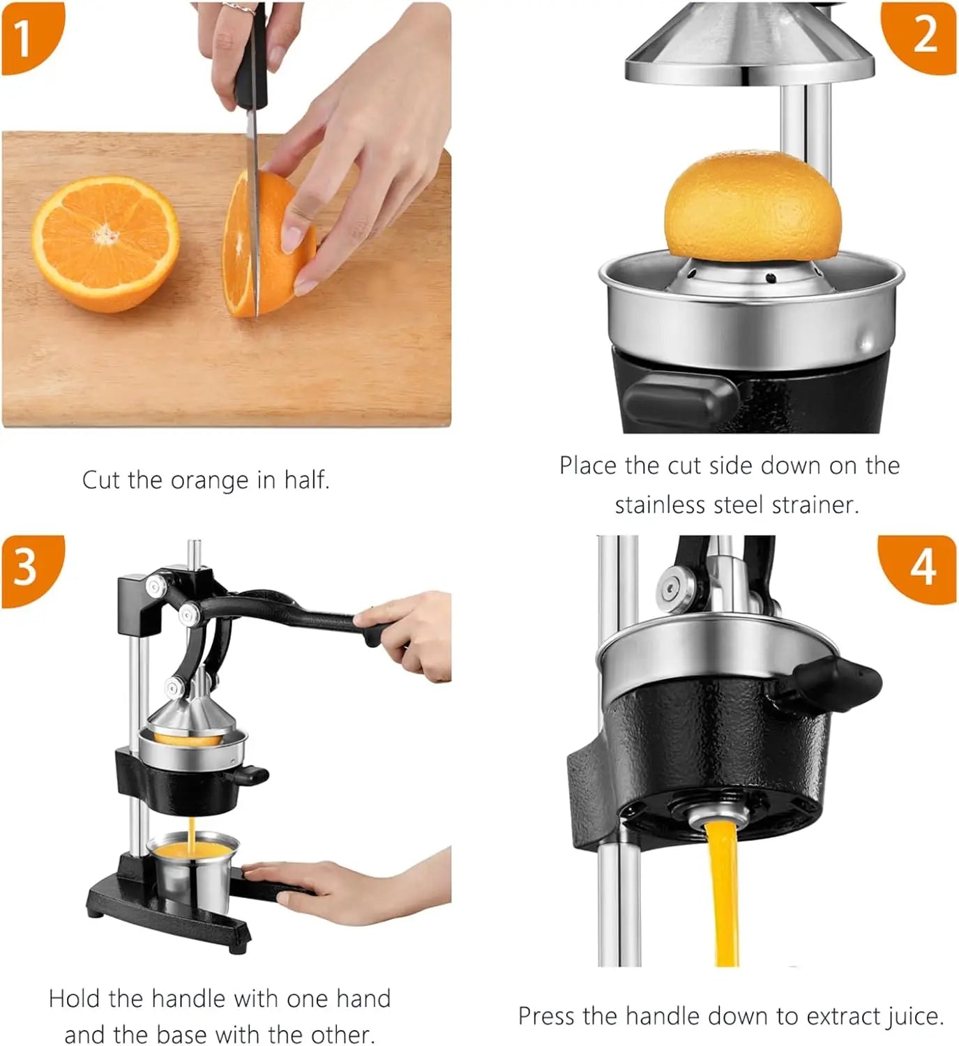 Cast-Iron Hand-Press Juicer for Citrus Fruits