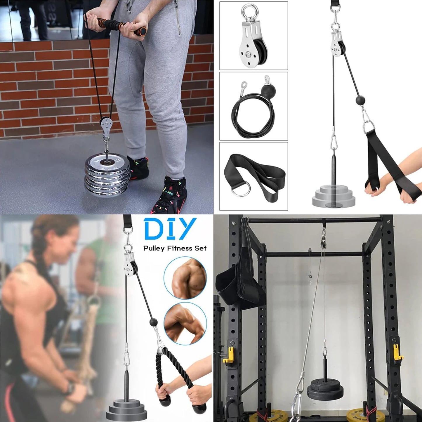 Heavy-Duty Fitness Pulley System – Silent Stainless Steel Trainer